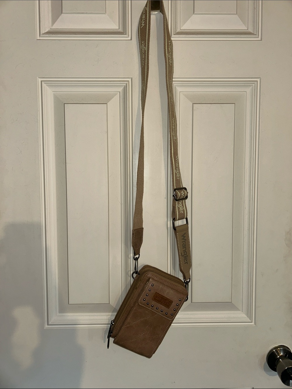 Wrangler Brown Crossbody Phone Pouch with Branded Strap